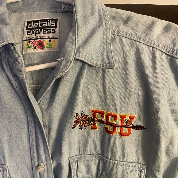 Florida State University FSU Womens denim sleeveless shirt large Details Express - Picture 3 of 4